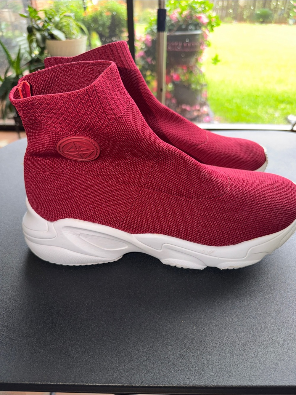 ANTONIO MELANI reddish Burgundy Knit Sock Sneaker Boot
